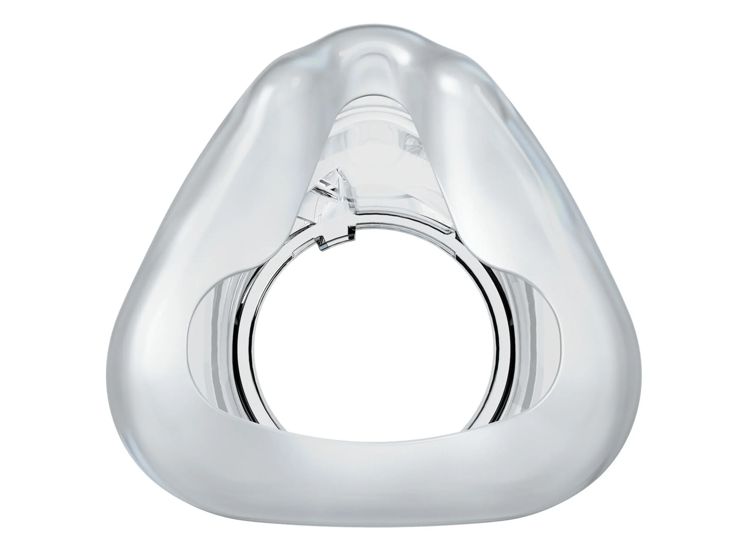 CARA mask nasal cushion — clear silicone seal viewed from the front