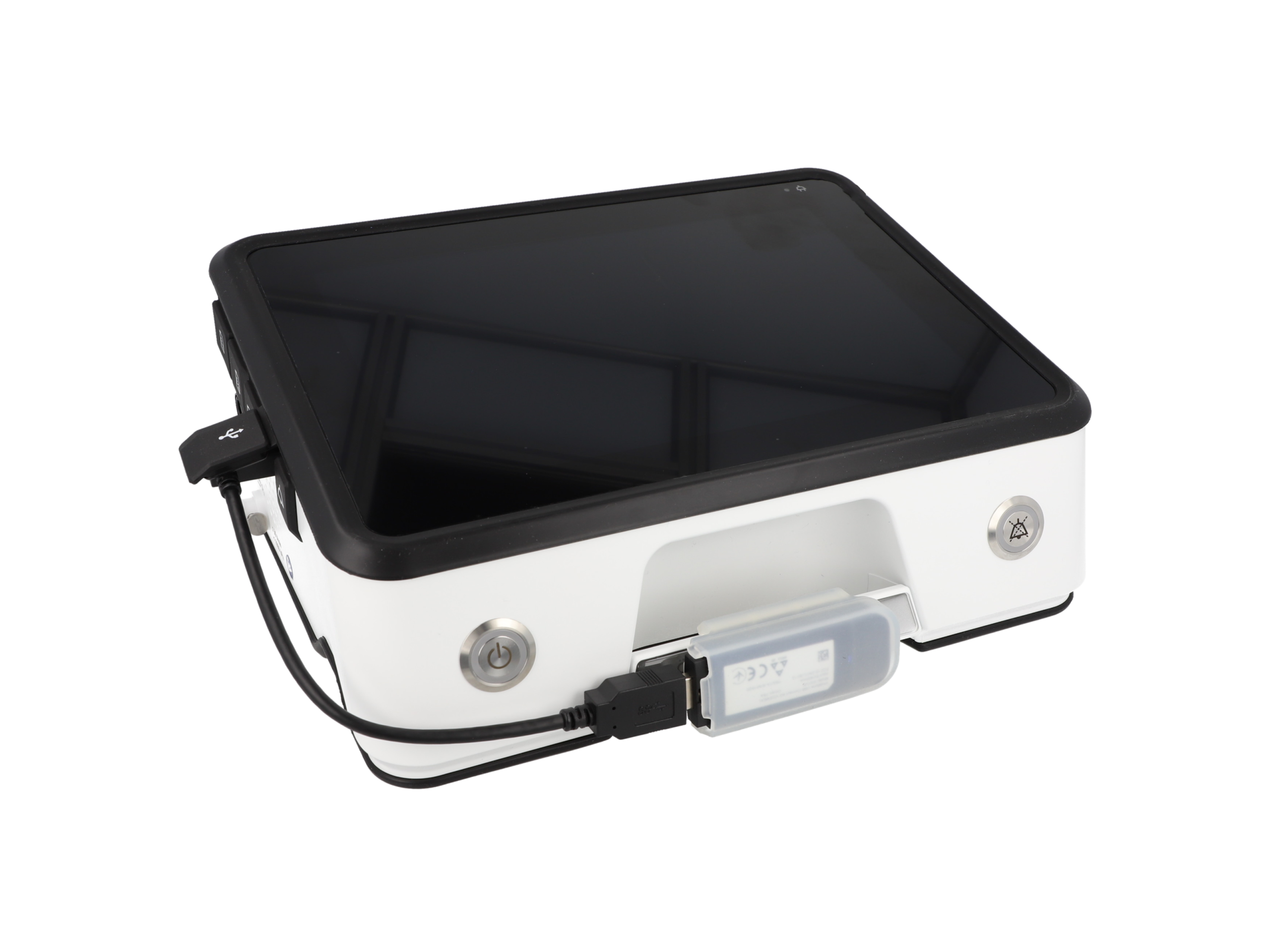 Löwenstein LUISA ventilator with the modem module connected by USB for remote therapy monitoring